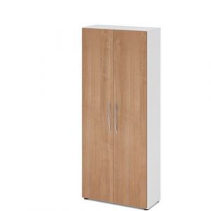 Armoire Ã Portes Basic-5 Niveaux-blanc-noyer
