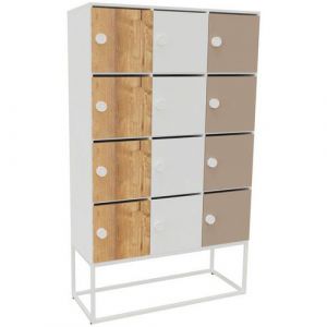 Meuble 12 Cases Kim Courrier+serrure Code Blanc/mixte