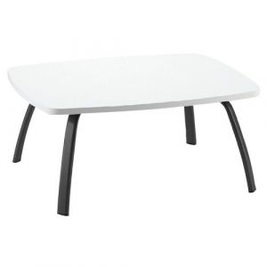 Table Basse 80x60cm PiÃ¨tement Noir Plateau Blanc