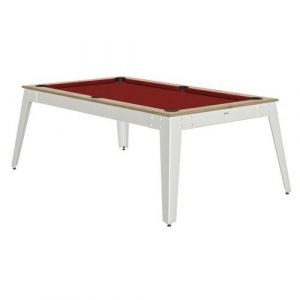 Billard Steel Cadre Ch&Atilde;&ordf;ne Sabl&Atilde;&copy; Tapis Rouge Pieds Blancs