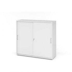 Armoire Portes Coulissantes - MÃ©tal-3 Cases-blanc-blanc