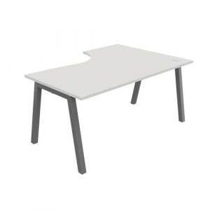 Bureau Compact Partage Retour Gauche 160 Cm Blanc / Alu