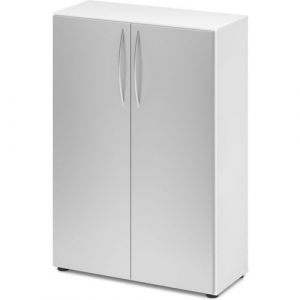 Armoire Ã Portes Basic-3 Niveaux-blanc-argent