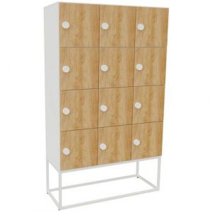 Meuble 12 Cases Kim Serrure Code Blanc/ch&Atilde;&ordf;ne Vieilli