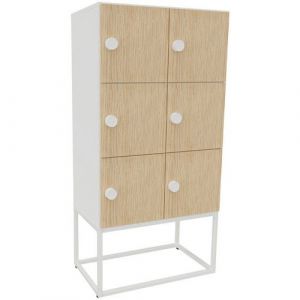 Meuble 6 Cases Kim Serrure Code Blanc/chÃªne Fil