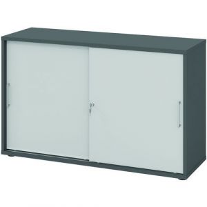 Armoire Ã Portes Coulissantes MÃ©tal-2 Cases-graphite-gris