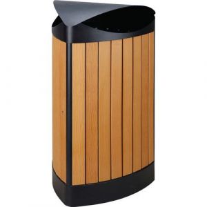 Poubelle ExtÃ©rieur Triangle Finition Wood 60l Noir/bois