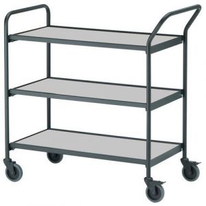 Table Roulante Noire - 3 Plateaux Gris 1000x420mm - 150 Kg