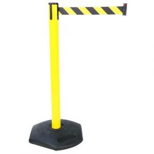 Kit Socle Et Poteau Pvc Ã? Sangle - Jaune/noir - 90 Cm