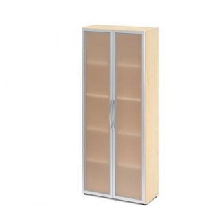 Armoire Ã Portes VitrÃ©es Basic-5 Niveaux-Ã©rable-argent