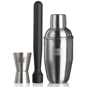 Coffret Cocktail Inox 3 Pi&Atilde;&uml;ces Pilon-doseur-shaker