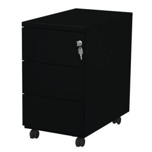 Caisson Mobile Slim Ã Roulettes 3 Tiroirs Noir 9005