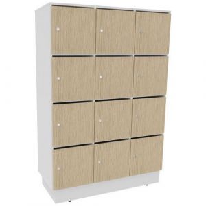 Meuble 12 Cases Eko Courrier+serrure Cl&Atilde;&copy; Blanc/ch&Atilde;&ordf;ne Fil