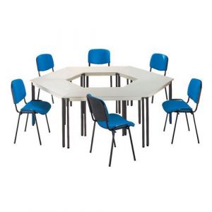 Set De 6 Tables Trapezoidales + 6 Chaises Bleu/noir