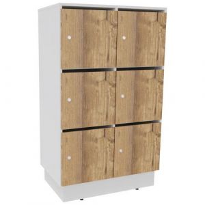 Meuble 6 Cases Eko Courrier+serrure ClÃ© Blanc/chÃªne Brut