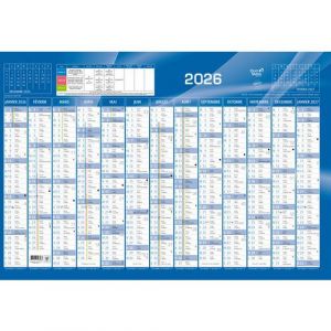 Calendrier Annuel Horizontal - 65 X 43 Cm - 13 Mois - Bleu