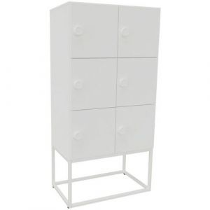 Meuble 6 Cases Kim Serrure Code Blanc/blanc