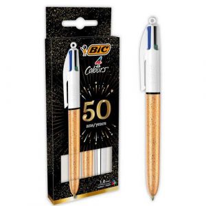Stylo-bille 4 Couleurs Argent&Atilde;&copy; Et Textur&Atilde;&copy; Dor&Atilde;&copy; Givr&Atilde;&copy; - Bic