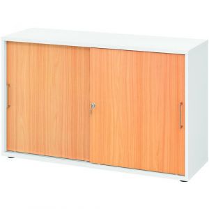 Armoire Portes Coulissantes - MÃ©tal-2 Cases-blanc-hÃªtre