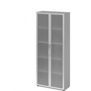 Armoire Ã Portes VitrÃ©es Basic-5 Niveaux-gris-argent