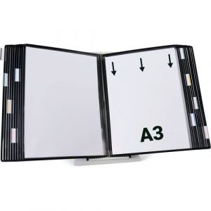 Pupitre D'affichage M&Atilde;&copy;tal Tarifold - A3 - 20 Poches - Noir