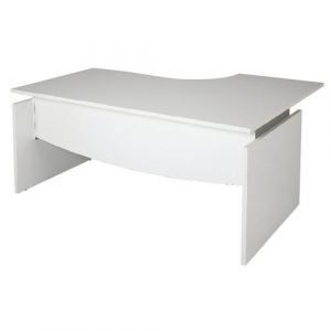 Bureau Asym. Lin&Atilde;&copy;o L. 180cm Retour Gauche Blanc Et Aluminium