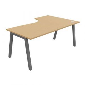 Bureau Compact Partage Retour Gauche 180 Cm Ch&Atilde;&ordf;ne Vieilli / Alu