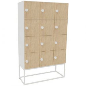 Meuble 12 Cases Kim Serrure Code Blanc/ch&Atilde;&ordf;ne Fil