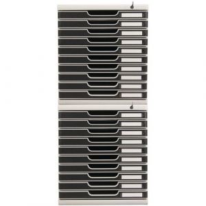 Module De Classement 10 Tiroirs Fermables &Atilde; Cl&Atilde;&copy; Gris/noir