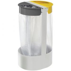 Supports Sacs-poubelle 2x75 Litres Blanc Gris Jaune