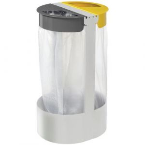 Supports Sacs-poubelle 2x75 Litres Blanc Gris Jaune