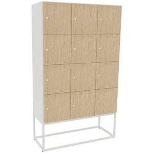 Meuble 12 Cases Kim Serrure Cl&Atilde;&copy; Blanc/ch&Atilde;&ordf;ne Fil