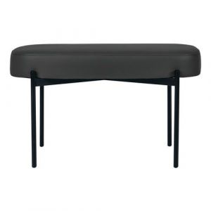 Banc Oblong Gaia Pied Noir Simili Cuir Noir
