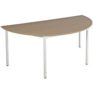 Table Universalis Demi-rond 160x80 Plateau ChÃªne/9016 Blanc