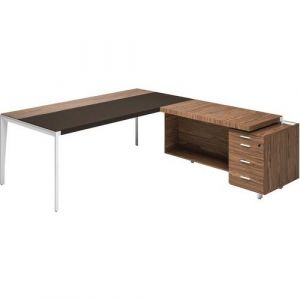 Bureau X9 Droit Retour &Atilde; Gauche 172x234x75 Noyer Am&Atilde;&copy;ricain