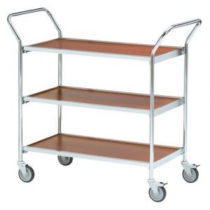 Table Roulante 2 Poign&Atilde;&copy;es - 3 Plateaux Ch&Atilde;&ordf;ne 800x420mm - 150 Kg