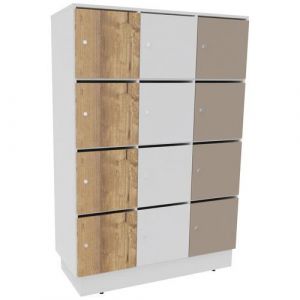 Meuble 12 Cases Eko Courrier+serrure Cl&Atilde;&copy; Blanc/mixte