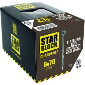Tirefonds Ã TÃªte Hexagonale Torx - 8x70 - BoÃ®te De 75