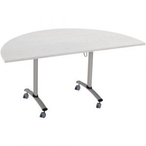 Table Pliante Axe Stratifi&Atilde;&copy;e Demi-lune 160x80 Cm Gris/alu