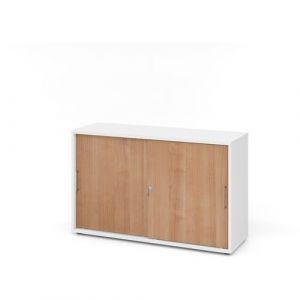 Armoire Portes Coulissantes - MÃ©tal-2 Cases-blanc-noyer