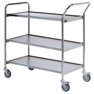 Table Roulante Chrome - 3 Plateaux Gris 800x420mm - 150 Kg