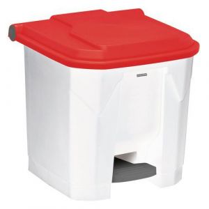 Poubelle Ã PÃ©dale 30l Utilo Blanc / Rouge