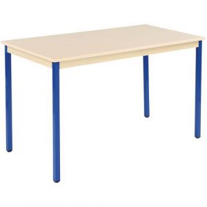 Table De RÃ©union 120x60 Plateau Beige - Pieds Bleus