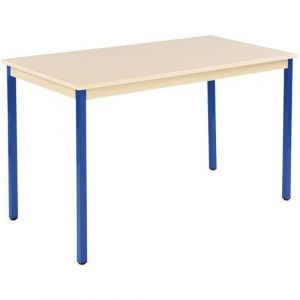 Table De Reunion 120x60 Plateau Beige/p Ieds Bleus