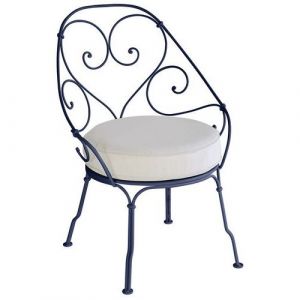 Fauteuil Cabriolet 1900 Bleu Abysse Coussin Blanc Gris&Atilde;&copy;
