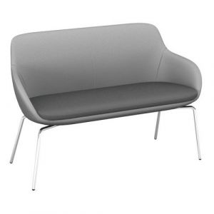 Banquette Eka 2 Places Pied Chrom&Atilde;&copy; Tissu M1 Gris/gris Moyen
