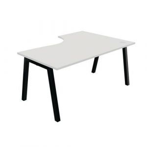 Bureau Compact Partage Retour Gauche 160 Cm Blanc / Noir