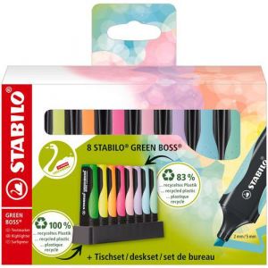 Set De 8 Surligneurs Stabilo Green Boss Pastel/fluo