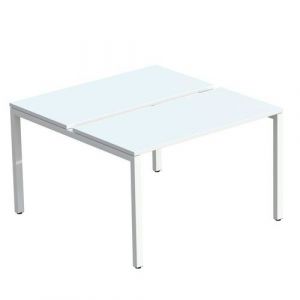 Bureau Bench Easy Office 2 Places (2x60)x160 Cm Plateau Blanc