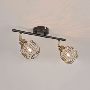 Spot Rectangulaire 2 Lumi&Atilde;&uml;res En M&Atilde;&copy;tal Abat-jour En M&Atilde;&copy;tal Orin Noir